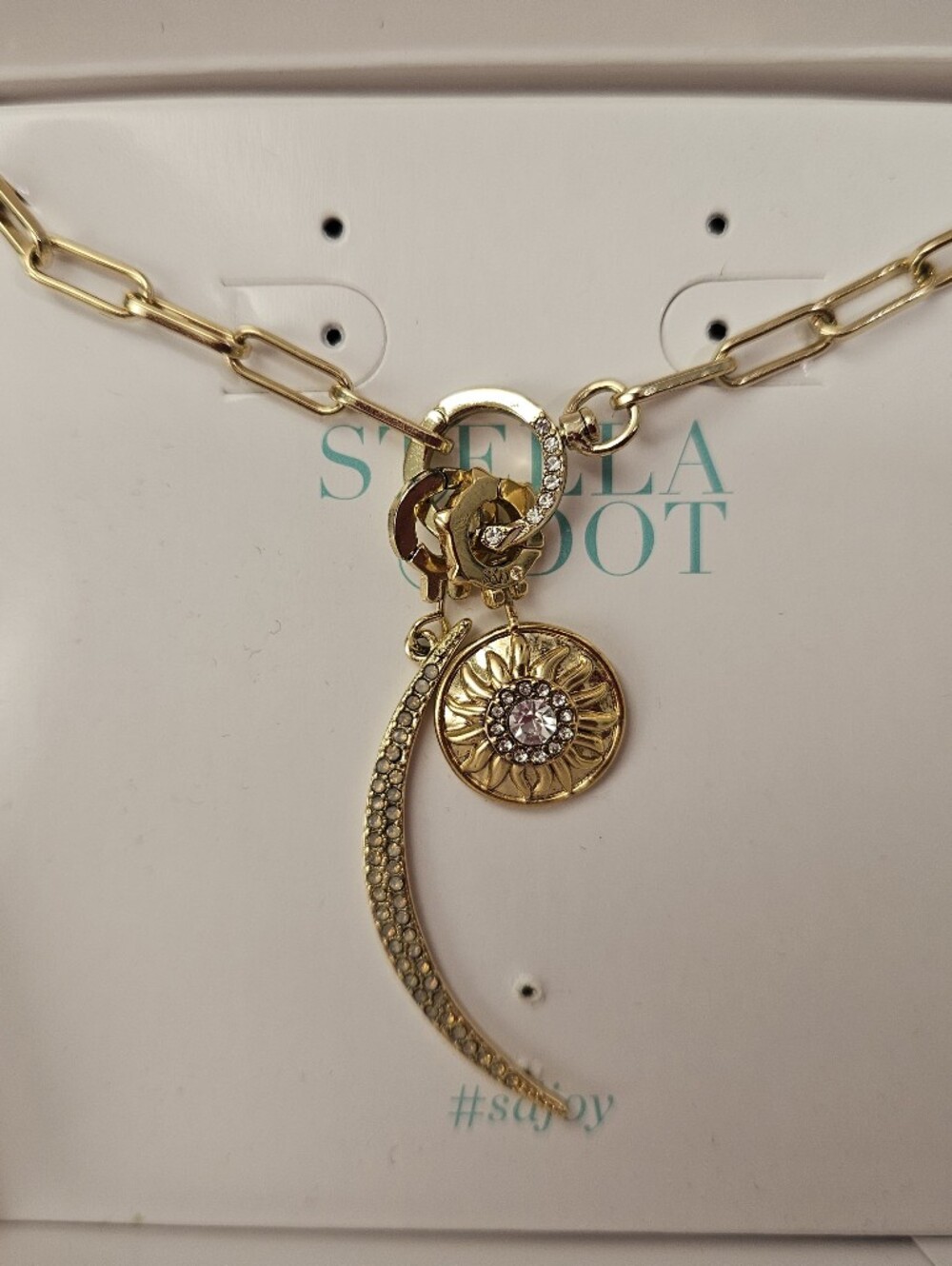Stella&Dot 17" Gold Tatum Lariat Cha8n Necklace + Charms